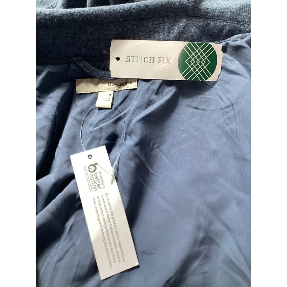 Stitch Fix Hawker Rye Mens Blue Zip-Up Jacket With Pockets & Ribbed Cuffs Size M - Picture 6 of 9